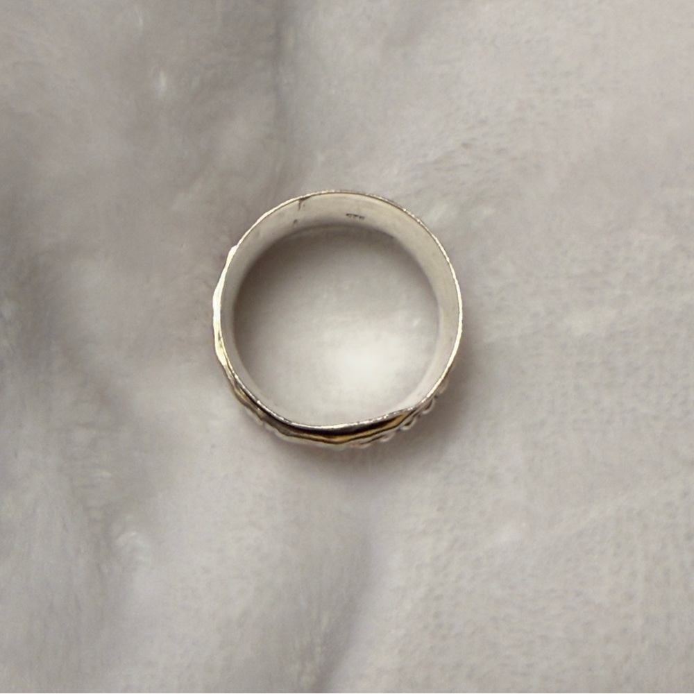 Sterling Silver Rose Gold Spinner Fidget Meditation Ring Size 9 1/2 - Picture 2 of 6